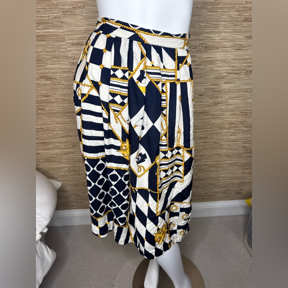 Vintage Leslie Fay Nautical Print Skirt